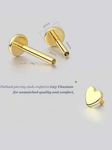 2pcs 16G G23 Titanium Tragus Conch Helix Piercing Jewelry Internally Threaded Flat Back Cartilage Earrings Forward Helix Earrings Medusa Labret Piercing Jewelry For Women Men Gold 6MM 8MM - Lip Stud - View 6