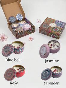 Zestaw świec zapachowych 1/4/8/12 szt., zestaw świec aromaterapeutycznych w kolorowym pudełku, wosk sojowy, wiele kombinacji zapachowych, przyjemny i intensywny zapach, bezdymny, 120 godzin palenia, na ślub, urodziny, festiwale, pamiątki ślubne, świece aromaterapeutyczne do domu, prezent świąteczny, prezent walentynkowy, dekoracja hotelu, wzór retro.