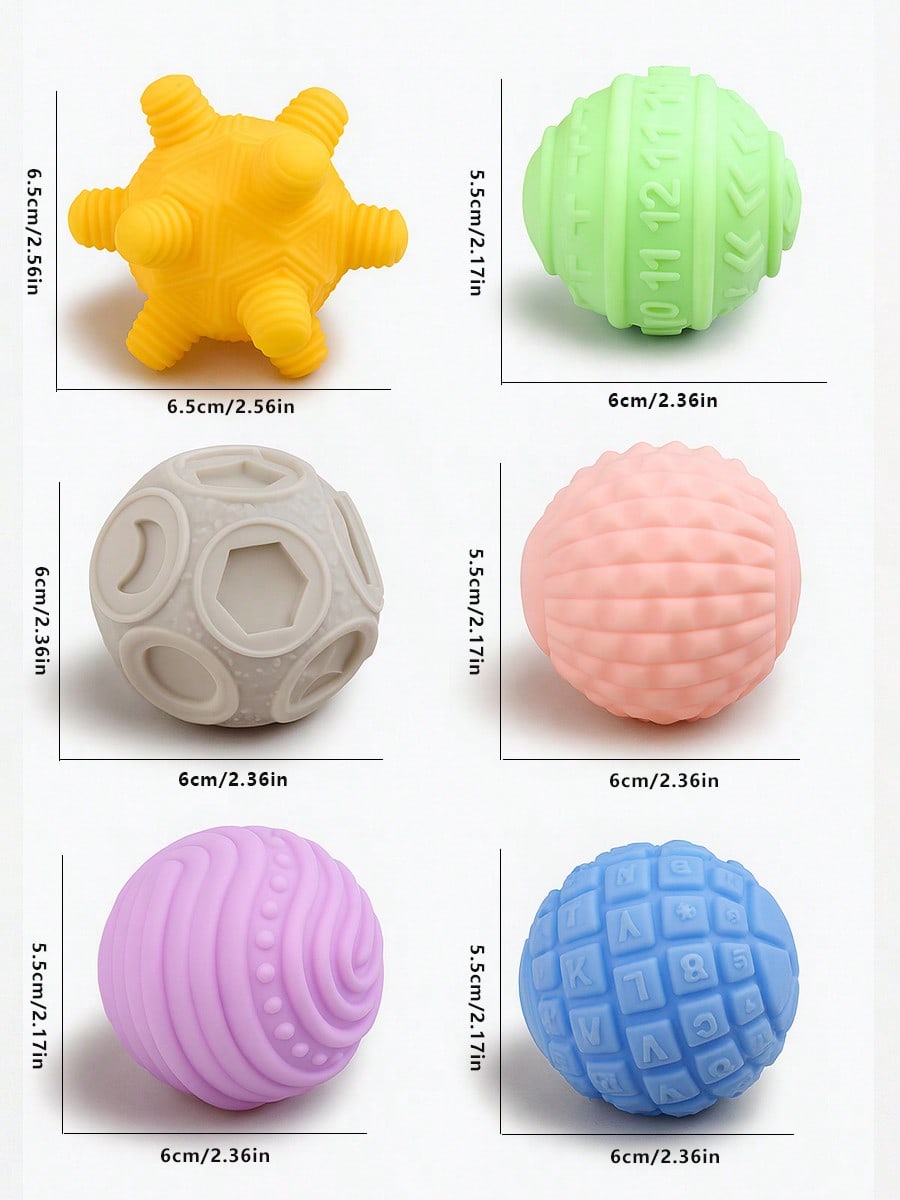 6 كرات حسية للأطفال، لعبة تسنين للأطفال، تعليم مون...