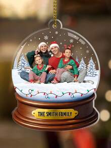 1pc Personalized Family Photo Christmas Snow Globe Ornament, Customizable Photo, Unique Holiday Keepsake Gift For Family, Friends, Couples, Adds Festive Charm, Perfect For Christmas Tree, Party, Home Decor, And Holiday Calendar - Multicolor - View 18