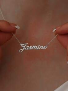 1pc Personalized Minimalist Custom Name Necklace, Elegant Gold Stainless Steel Jewelry, Women's Accessory, Necklace, Christmas/Valentine's Day Gift - Multicolor - View 4