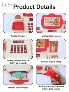 玩具超市收银台玩具套装，包括扫描、称重和结账模拟，家庭互动游戏，角色扮演玩具，男孩和女孩的生日/节日礼物