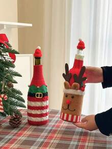 1pc capa de garrafa de papai noel e boneco de neve, decoração de restaurante de férias