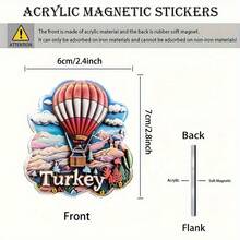 1 件欧洲地标建筑亚克力和橡胶八角形冰箱贴 - 伊斯坦布尔圣索菲亚大教堂、热气球、安塔利亚、埃菲尔铁塔、奥地利、伦敦、厨房、办公室或储物柜的创意家居装饰、送给家人和朋友的完美礼物、可爱的冰箱贴