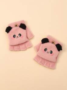 3pairs/1pair Cartoon Panda Baby Flip-Top Knitted Gloves, Half-Finger Warm Knitted Gloves, Suitable For Daily Wear For Baby Boys And Girls To Keep Warm - Multicolor - View 5