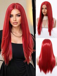 Perucă lungă și dreaptă din dantelă HD 13*3.5, multicoloră, perucă feminină de 22 de inci, sintetică, rezistentă la căldură, perfectă pentru eleganță și naturalețe, pentru petreceri de călătorie, cosplay, festivaluri de muzică, cadouri de zi cu zi, gata de purtat, cadoul perfect de sărbători pentru fete, o perucă de Halloween