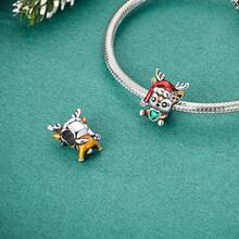 1Pc 2025 New Design Merry Christmas Gifts Santa Claus Christmas Tree Snowman Reindeer Dangle Charm Fit Bracelet Necklace Keychain Pendant Beads For Diy Jewelry Making Warm Winter New Year Surprise Gift For Women Girl Lover Friend Family - Silver - View 9