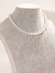 1pc Elegant And Minimalistic Pearl Choker Necklace With Timeless Design,Western Jewelry,Valentine's Day,Jewelry,Necklace,Bracelet Set,Wedding Jewelry,Bracelets Women - 彩色 - 查看 6