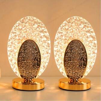 1/2pcs Modern USB Crystal Lamp, Touch Sensor LED Desk Light, 3-Color Dimmable Night Light, Gift For Men & Women, Suitable For Living Room, Bedroom, Desk, Cafe, Bar, Office Decor