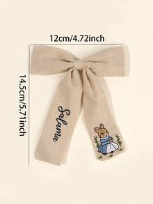 1pc Custom Hair Bow For Girls Cute Rabbit Bow Hair Clips With Custom Name Brown Bowkont Hair Barrettes For Girls Hair Accessories ,Festival Gift,Christmas Accessories