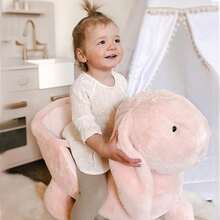 HOMCOM Kids Rocking Rabbit, Plush Rocking Horse Ride-On W/ Sound, Wood Base, Seatbelt, For Ages 18-36 Months, Pink - Pink - View 8