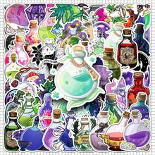 50 piezas Pegatinas de pociones misteriosas de magia oscura con diseños de dibujos animados y graffiti para cuadernos, patinetas