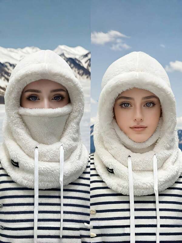 2025 Upgraded Thickened Men's And Women's Universal Winter Plush Face Mask Cap - Elastic Drawstring Closure, Lightweight And Warm For Cycling, Skiing, Outdoor Sports, 4 Colors To Choose From Music Festival, Running Bull Festival, Torch Festival, Edinburgh International Arts Festival, Halloween, Christmas, Gift Day, Valentine's Day, Christmas, New Year Gifts, Warm, Warm, Cold Proof, Windproof Thickened