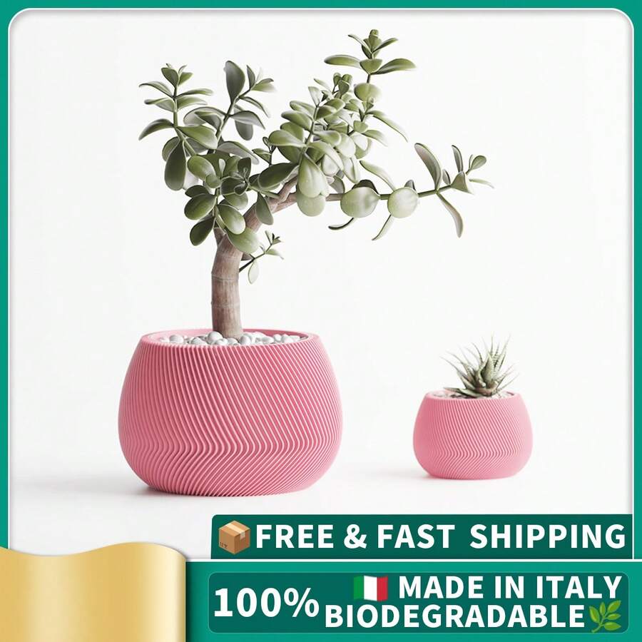 ORIZZONTE Vaso decorativo moderno con texture a torsione unica– Design Geometrico per Piante, Cactus, Bonsai – Idea Regalo Casa/Ufficio – Disponibile in 2 Misure – 100% Made in Italy, Spedizione dall'Italia