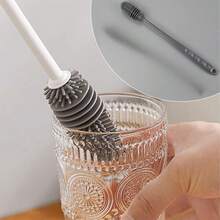 1 pieza - Cepillo de silicona con mango largo - Fácil de usar, duradero, adecuado para colores claros sensibles, versátil, usado para biberones, botellas, tazas de cocina y baño, herramientas de limpieza de tazas, herramientas de limpieza de botellas, mango ergonómico, material de silicona