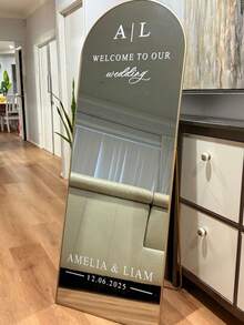 Nhãn dán gương cưới tùy chỉnh, Nhãn dán biển chào mừng cá nhân hóa, Gương tiệc cưới, Nhãn dán chào mừng cưới tùy chỉnh, Nhãn dán gương, Nhãn dán gương cưới cá nhân hóa | Nhãn pha lê gương cưới cá nhân hóa | Nhãn pha lê gương cưới selfie | Có nhiều màu sắc và kích cỡ, Đa chức năng, Trang trí, Có thể tái sử dụng, Nhãn dán tường - Nhiều màu - Xem 5