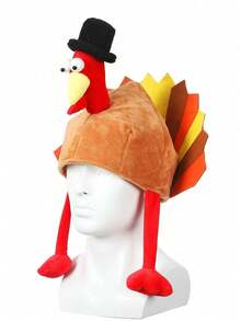1pc Thanksgiving Turkey Hat- Novelty Lightweight Polyester Knit Hat With Camouflage Pattern & Animal Theme, Christmas Turkey Plush Running Hat, Holiday Party Supplies,Machine Washable, Suitable For Thanksgiving Dress Up Parties, Thanksgiving Decorations, Role Playing, Carnivals, Suitable For Women And Men