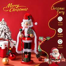1pc Santa Claus Nutcracker Doll Soldier Christmas Ornament Xmas Gift Handcraft Nutcracker Puppet Statue Home Office Decoration - Red - View 12