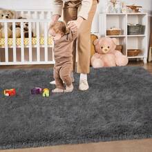 Soft Area Rugs For Livingroom Bedroom, Shaggy Plush Fuzzy Fluffy Carpet Furry Fur Rug, Modern Indoor Comfy Nursery Kids Dorm Home Decor Floor Mat, 3 X 5 Ft, Charcoal - 木炭 - 查看 4