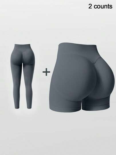 NcmRyu 2条装女士高腰塑身提拉瑜伽裤，适合健身户外运动紧身裤