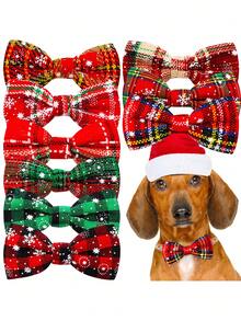 2pcs Red And Green Checkered Bow Tie Pet Tie, Exquisite And Cute Pet Decoration Accessories, Adjustable Size Christmas Tie Suitable For Pets, Very Suitable For Small And Medium-Sized Dogs And Cats, With Random Styles - Multicolor - View 11