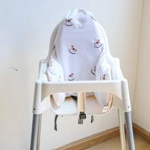 Almofada para encosto de cadeira alta de bebê, 1 peça, estampa de cavalo e girafa de madeira, design de espessura ajustável, assento confortável, instalação portátil, serve para várias cadeiras altas, adequada para a hora das refeições do bebê