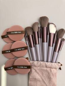 13 Sijiqing Makeup Brush Set, Convenient Blush Brush, Eyeshadow Brush, Complete Set Of Beauty Tools, Professional Makeup Brush Set, Ladies' Makeup Brush Set, Suitable For Beginners - Brown - View 13