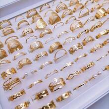 30pcs/Pack Minimalist Heart & Leaf Design Rings Set, Elegant Versatile Mixed Styles Open Rings, Suitable For Party, Wedding, Daily Wear, Fashion Jewelry Gift, Random Assortment - Multicolor - View 3