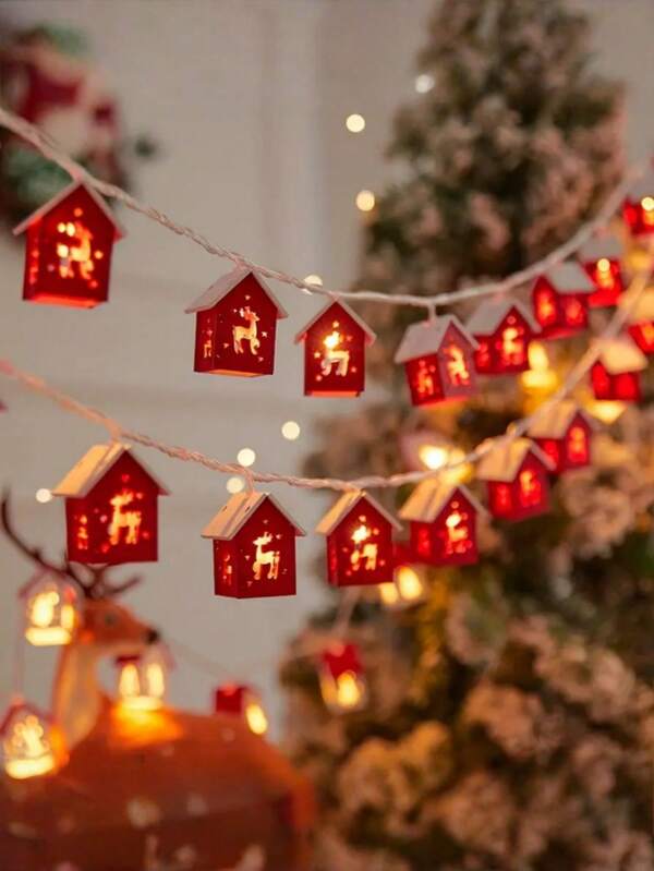 2M10 LED [Luzes de Fada Vermelhas para Casa] - Decoração de Árvore de Natal/Rena com Formatos Quentes de Casa Vermelha, Funciona com Pilhas, Adequado para Quarto, Sala de Estar, Área de Jantar, Café, Bar - Presente Perfeito para as Festas de Natal, Natal, Halloween, Decoração de Natal, Decoração de Natal, Decoração de Natal, Árvore de Natal, Presente, Decoração de Ação de Graças, Casamento, Decoração de Casa, Decoração de Outono, Decoração de Aniversário, Para Presentes, Artigos para Festas, Jardim Interno e Externo, Decoração de Festival de Férias, Decoração de Halloween, Decoração de Parede, Enfeites de Halloween