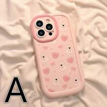 A Cute Dog,Pink Bow Phone Case Which Can Be Matched With A Same-Style Mobile Phone Charm Phone Case Compatible With IPhone17/17 AIR/17 PROMAX/17 PRO/16/7/8/11/12/13/14/15/X/XR/Xs/Plus/Pro/Pro Max/SE2/16E - Pink - View 4
