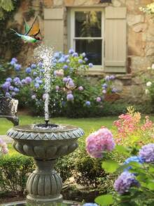 1 pieza Bomba de fuente solar, bomba de fuente de baño de pájaros con flor de loto, con 6 boquillas, bomba de fuente solar para baño de pájaros, jardín, estanque, piscina, decoración de jardín