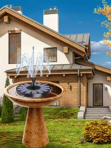 1 pieza Bomba de fuente solar, bomba de fuente de baño de pájaros con flor de loto, con 6 boquillas, bomba de fuente solar para baño de pájaros, jardín, estanque, piscina, decoración de jardín