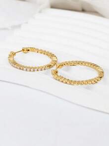 Hypoallergenic Women's Earrings, Large Hoop Earrings With Cubic Zirconia, Fashion Simple Classic Hoops Suitable For Daily Wear, Birthday Gift