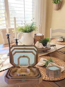 1 Piece Vintage-Inspired Handmade Wooden Cabinet With Elegant Glass Door Panel, Perfect For Organizing Cosmetics And Miscellaneous Items, Stylish Jewelry Storage Box, Chic Desktop Makeup Organizer, Ideal Gift For Women On Special Occasions And Holidays, Enhance Your Home Decor With This Timeless Storage Solution