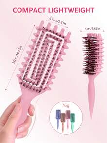 2026 Curl Defining Brush For Curly Hair, Styling & Detangling Brush, Edge Lift Volume Brush For Wet Hair, Separates & Defines Curls Without Frizz, Curly Hair Brush For Coily Wavy Hair, Anti-Breakage Styling Comb, Curly Hair Tool For Women - Multicolor - View 4