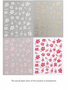 Hibiscus Flower 3D Nail Stickers Cherry Blossom Floral White/Black/Gold/Blue Florals Petal Nail Art Decals Sliders Manicure Nail Tips Decor,Y2K Star Adhesive Nail Art Supplies Decal For Women Nail Supplies DIY Manicure Decoration