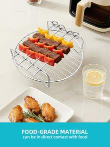 1pc Stainless Steel Layer Rack Steam Rack, Stainless Steel Air Fryer Rack, Stainless Steel Air Fryer Rack, Baking And Cooking Rack, For Air Fryers Versatile Toast Rack,Grill Steaming Rack With Barbecue Labels, With 4 Barbecue Labels, Which Can Be Reused And Washed By Dishwasher. - Silver - View 4