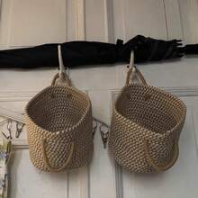 Yiuswoy Cesta de armazenamento redonda clássica com alça - organização doméstica multifuncional para artigos diversos, plantas, brinquedos para animais de estimação e pequenos itens - ideal para banheiro, quarto, sala de estar, varanda, cesta de prateleira decorativa para casa