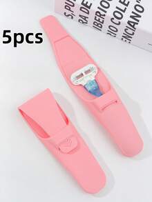 1pc High-Quality Silicone Razor Storage Bag, Multiple Colors Available, Promotional Style, Creative Adult Home Razor Accessory Storage Pouch, Fresh And Fashionable, Can Be Used As Travel Storage Bag, Makeup Bag, Cosmetic Bag, Vacation Storage Bag, Home Use, Christmas Gift, Suitable For Teens, Men, Women, Students And Teachers, Daily Use, Christmas Gift, Birthday Gift. - Pink - View 18