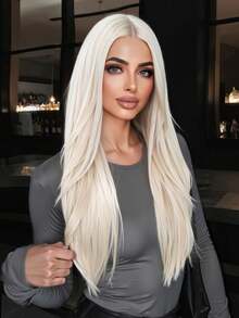 Perucă lungă și dreaptă din dantelă HD 13*3.5, multicoloră, perucă feminină de 22 de inci, sintetică, rezistentă la căldură, perfectă pentru eleganță și naturalețe, pentru petreceri de călătorie, cosplay, festivaluri de muzică, cadouri de zi cu zi, gata de purtat, cadoul perfect de sărbători pentru fete, o perucă de Halloween