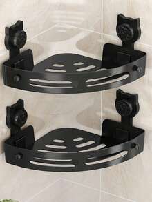 1/2pcs Bathroom & Kitchen Corner Shelf - Durable ABS Material Bathroom Storage Rack, Suitable For Sink, Kitchen, Toilet And Shower, Space Saving, Easy Installation, Sturdy, Bathroom Accessories Wall Mounted Lightweight Plastic Self-Adhesive Triangular Bathroom Corner Rack, Multifunctional, No Drilling, With Shower Caddy, Shampoo And Shower Gel Holder, Bathroom Organizer, Bathroom Cosmetics Storage Rack