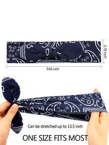 1件佩斯利花纹印花发带，复古蝴蝶结弹力发带，女士佩斯利花朵兔耳头巾，适合节日装饰，米老鼠耳朵头巾发带吸汗带，适合上学、大学、秋冬季节佩戴，女士度假装扮发饰，优雅围巾，柔软头巾