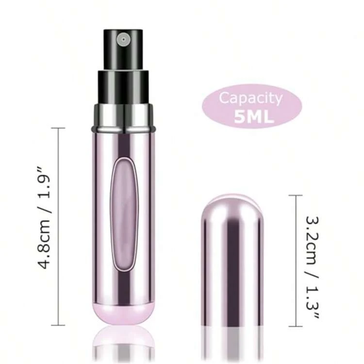 1/5/10 chiếc, Bình xịt nước hoa 5ml có thể nạp lại, Bình nước hoa du lịch cầm tay, Bình xịt nước hoa, Lọ đựng mẫu nước hoa mini - Hồng - Xem 5