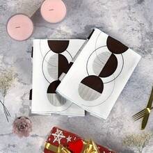 2Pcs Black And White Geometric Hand Towel  - Lightweight, Absorbent, Quick-Drying, Machine-Washable Polyester Blend For Kitchen, Bathroom, Gym Decor, Bathroom Essentials | Modern Towel Design | Quickdry Fabric, Bathroom Towels,  Soft And Comfortable, Suitable For   Bathroom Restaurant Kitchen Interior Decoration Party Decoration, Holiday Gifts, Can Be Given As Gift - 樣式 1 - 查看 2