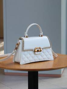 Geantă de mână de lux pentru femei, la modă și elegantă, 2025, nouă, cu design hardware rafinat, geantă cu lanț matlasat de înaltă calitate, geantă de umăr și crossbody versatilă, de mare capacitate, pentru serviciu