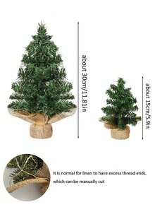 迷你圣诞树，人造迷你松树圣诞树，带雪景和圣诞装饰的手工艺品，配粗麻布袋底座，小型人造圣诞树，适合冬季桌面摆件、圣诞礼物、婚礼装饰、房间装饰、家居圣诞礼物、圣诞装饰 - 綠色 - 查看 10