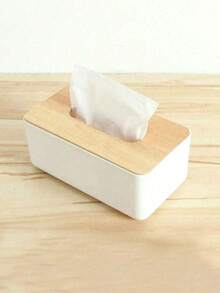 1pc Plastic Desktop Tissue Box, Living Room Coffee Table Tissue Storage Box, Wooden Bathroom Toilet Paper Holder, Bathroom Tissue Storage Box