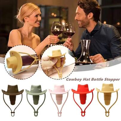 1/3pcs Creative Cowboy Hat Wine Cork Silicone Champagne Beer Bottle Stopper Beverage Leak-Proof Sealer Cap Plug Kitchen Reusable Bottle Cap