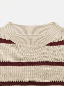 Farbblockstreifen Locker Lässig Pullover Sweater Top