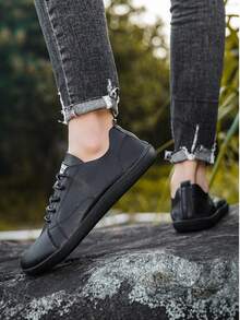 Plus Size & Wide Width Men's Formal Shoes, Round Toe, Casual Sneakers, Black Leather Shoes